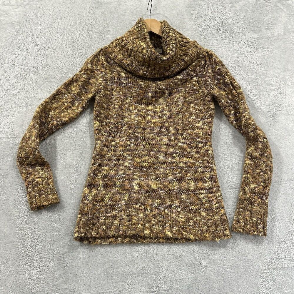 Halogen Mohair Sweater Women's Small Yellow Turtleneck Long Sleeve Pullover